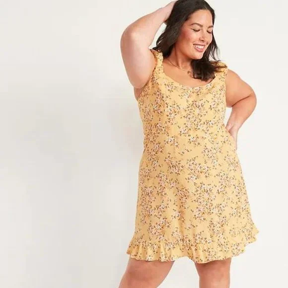 Old Navy Fit and Flare Puff-Sleeve Floral-Print Dress for Women New - Picture 3 of 8